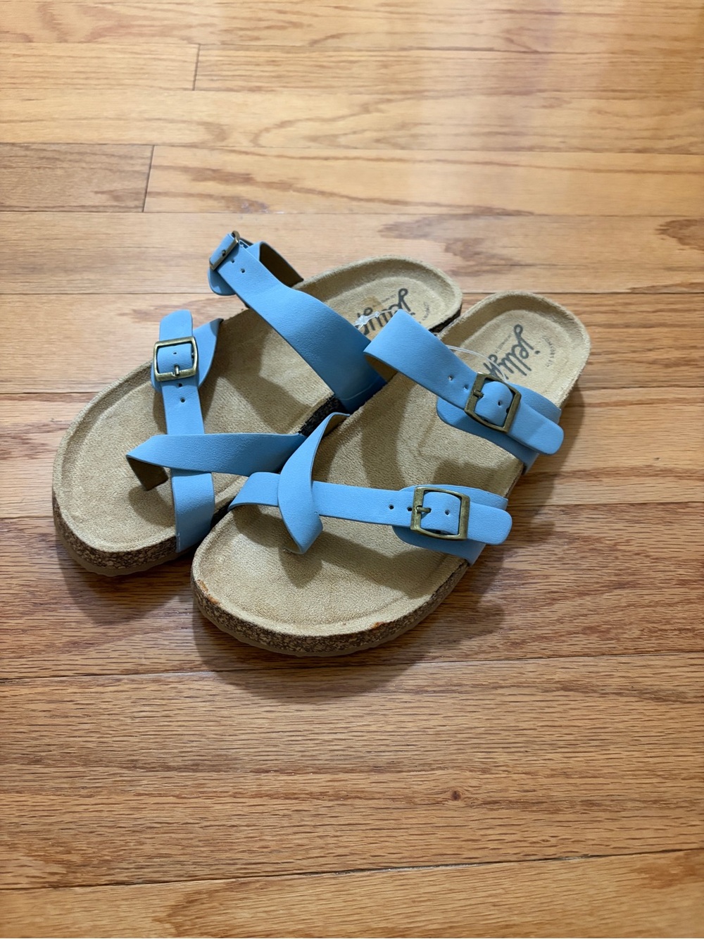 Jellypop Light Blue Crisscross Buckle Girls Sandals
